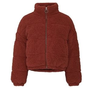 🩹 Louna Rust Orange Sherpa Puffer, Sz S